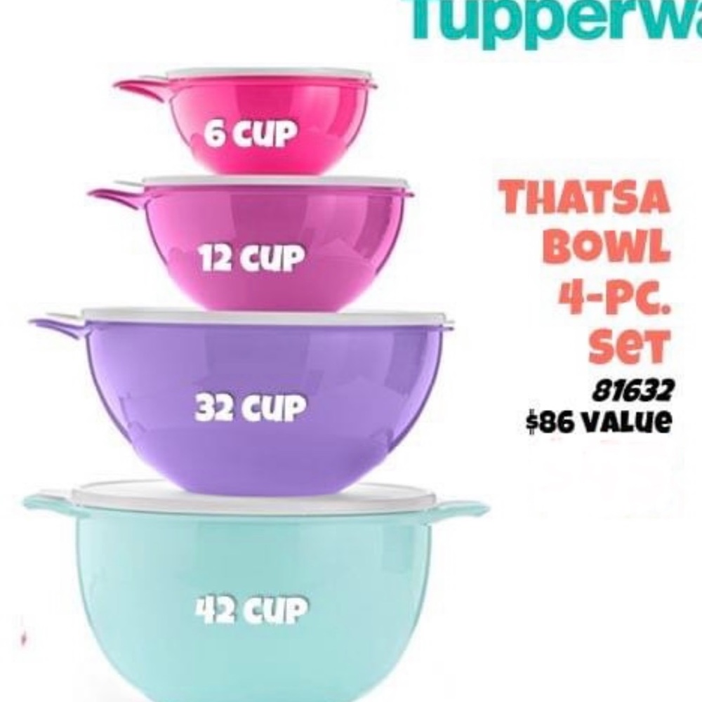 4 pc Tupperware bowl set